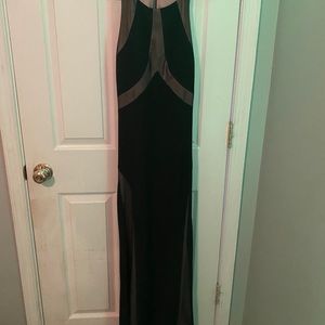 Black dress with nude black mesh